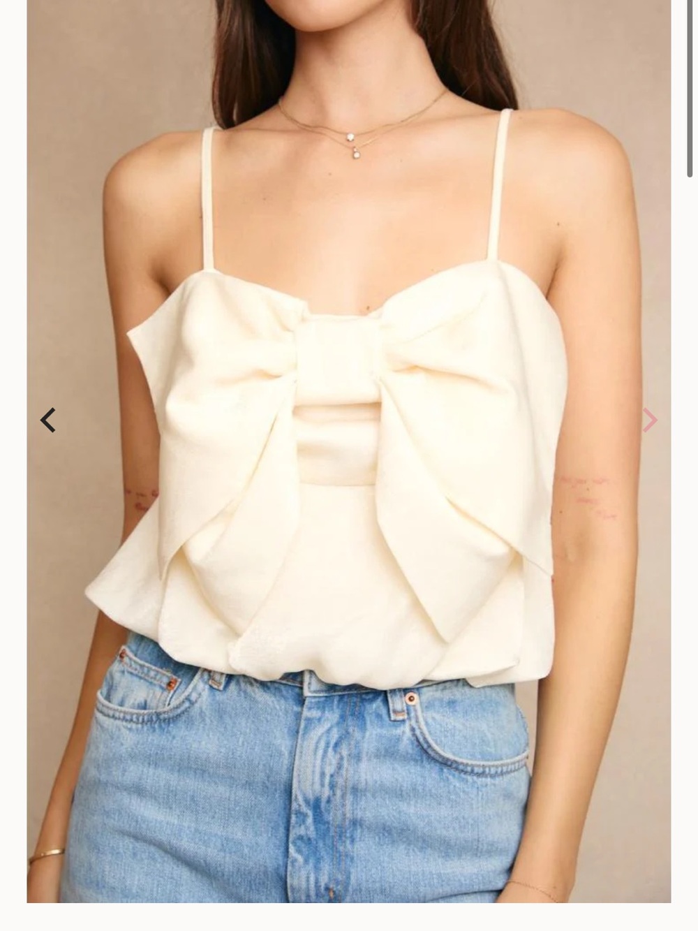Pippa and Pearl Bow Top ivory bubble hem NWT